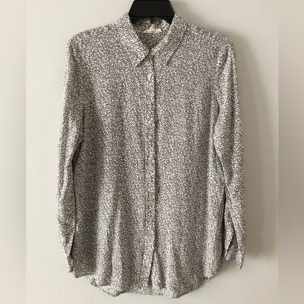 Rayon Hearts Printed Button-Up Rayon Shirt